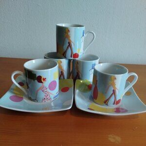 Porcelain cups and plate